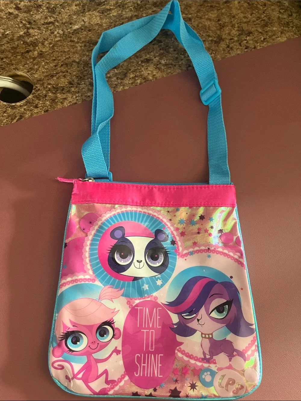 Littlest Pet Shop Pink & Teal Time to Shine Crossbody Bag
